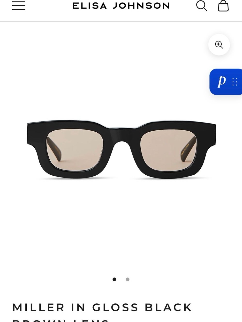 ISO: Elisa Johnson Miller Gloss Black Sunglasses with Brown Lenses